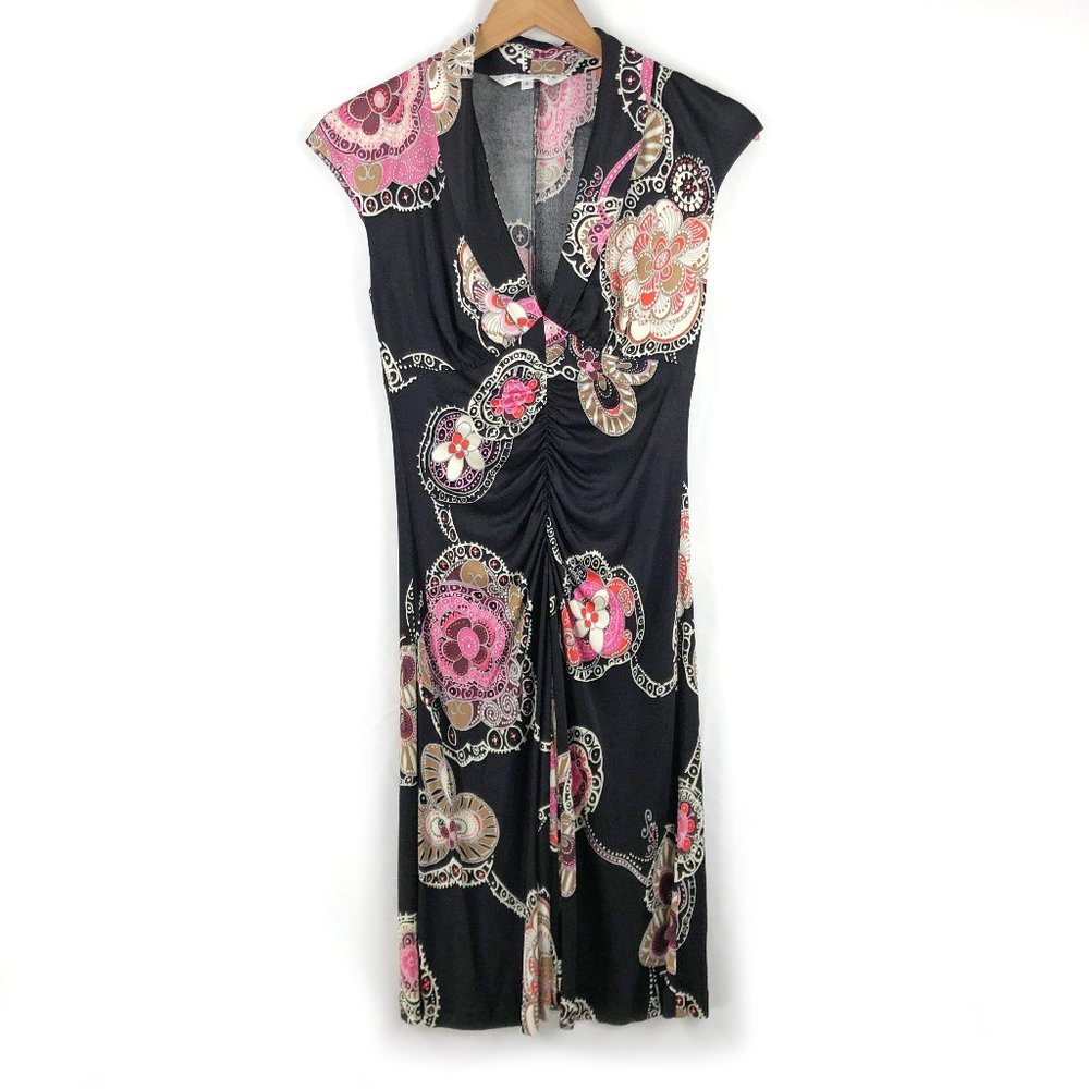 Trina Turk | 100% Silk Ruched Paisley Dress